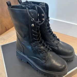 Madden Girl Black Combat Boots